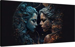 Canvas Wall Art for Living Room Bedroom Zodiac Sign Gemini Big Large Wall Art Decor Framed Painting Wall Pictures Prints Artwork Office - Gemini Canvas for men