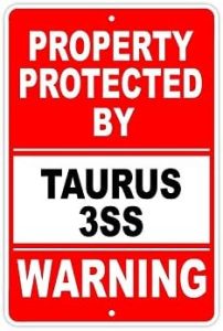Eletina Warning Sign Protected by Taurus 3SS Gun Pistol Rifle Revolver Warning Ammo Sign Business Sign 12X8 Inches Aluminum Metal Tin Sign - Taurus Products for men