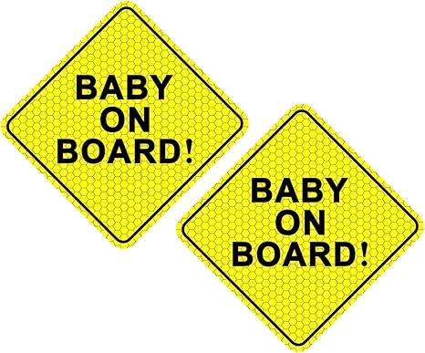 Baby On Board Signs for Car, 2 Pack Baby On Board Magnet, Essential Magnetic Sticker Sign for Bumper - Bright Yellow and Reflective, Removable Safety Attention Signs for Novice Drivers - Aries Sticker for men