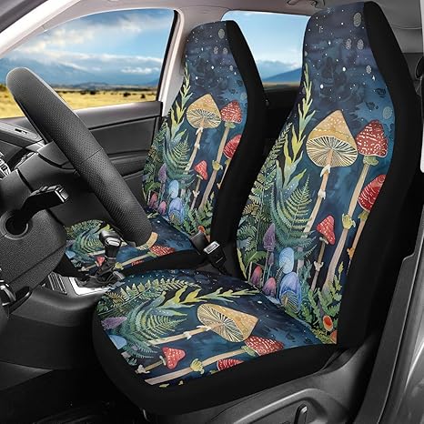 Moon Mushroom 2 Pcs Seat Covers for Cars Auto Front Seat Protectors Fits for Car, SUV, Sedan, Truck - Scorpio Car Seat Cover for men