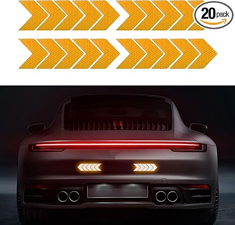 20PCS Car Arrow Reflective Stickers, Car Safety Sticker, Waterproof Safety Warning Sign Reflective Decal, Arrow Shape Reflective Decals Car Accessories for Auto Truck Motorcycle (Yellow) - Aries Sticker for men