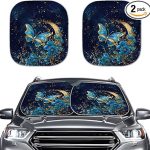 Flashideas Butterfly Moon 2 PCS Car Windshield Sun Shade Foldable Sunshade Universal Vehicle Accessories Auto Sun Heat and UV Rays Blocker Keep Your Vehicle Cool (28.5 x 25.5 inches) - Aries Car Ornament for men