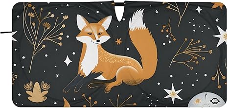 senya Car Windshield Sunshade, Fox Stars Moons Constellations Car Front Window Sunshade Foldable, Blocks UV Rays and Keeps Vehicle Cool, Medium, E07Z23015 - Aries Car Ornament for men