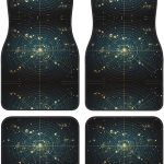 Crystal velvet car mats | Easy to Clean | Universal Fit for All Cars | Black Trim | Set of 4 | Ideal Car Accessories for Women Zodiac Constellation Space Printed - Virgo Car Floor Mat for men