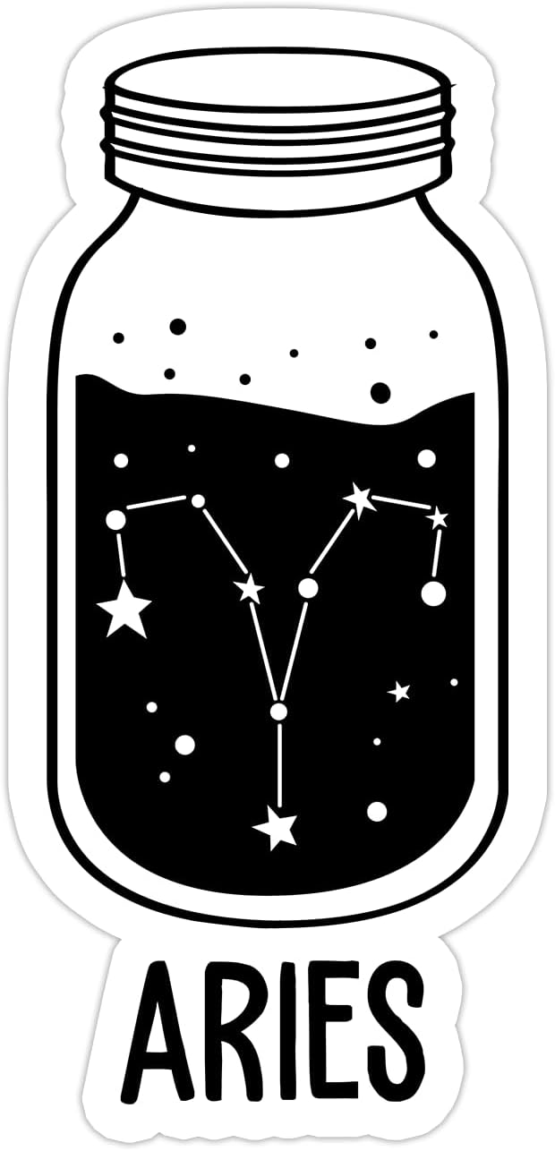 Aries Zodiac Sign Sticker, Laptop Water Bottle Tumbler Car Truck Bumper Helmet Tablet Phone Gift Wall Window Sticker (5 Inches (XLarge), Glossy White) - Aries Sticker for men