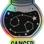 Cancer Zodiac Sign Sticker, Laptop Water Bottle Tumbler Car Truck Bumper Helmet Tablet Phone Gift Wall Window Sticker (5 Inches (XLarge), Holographic) - Cancer Car Accessories for men