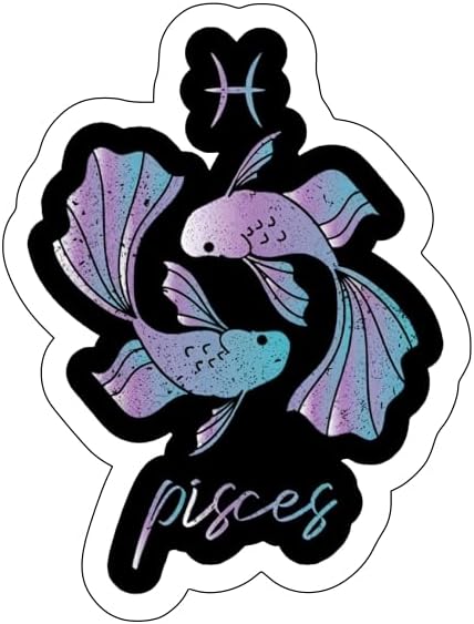 Pisces Zodiac Astrology Signs 4.5x3.4 Sticker Vinyl Decal Gift Car Bumper Laptop Home Deco Window Wall Truck UV & Water Proof - Pisces Car Accessories for men