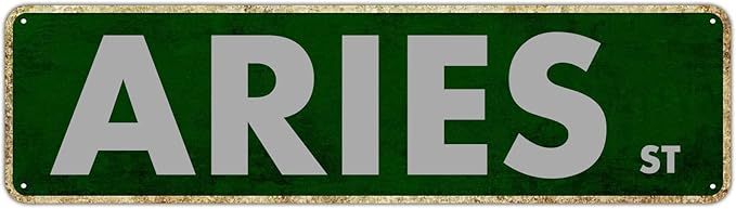 Aries Street Sign Vintage Posters and Prints Road Tin Sign Wall Decoration Room Decoration Decorative Poster Avenue Metal Sign for Man Cave Bar Pub Cafe Home Wall Decor 16in x 4in - Aries Poster for men