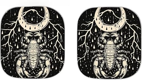 Moon Scorpion Sun Shade Blocking Sun Protection Cover for Car Portable Windshield Sun Shade 2-Piece Car Front Window Sunshade Blocks UV Rays Sun Visor - Aries Car Ornament for men