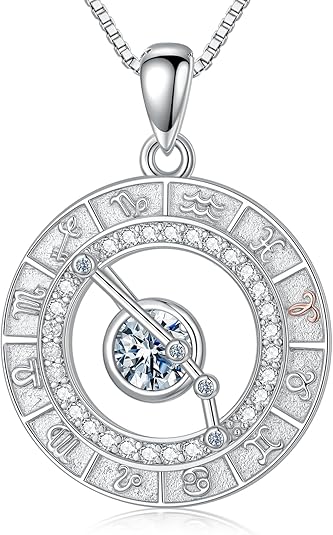 Zodiac Constellation Necklace for Women 925 Sterling Silver Birthstone Pendant Necklaces Zodiac Sign Jewelry Birthday Christmas Gifts for Women Her - Aries Necklace for men