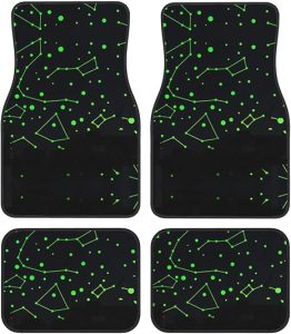 Glow in Dark Zodiac Star Waterproof Car Mats Full Set-4mm Thick Diving Material-Premium Car Accessories Cute Car Rug - Virgo Car Floor Mat for men