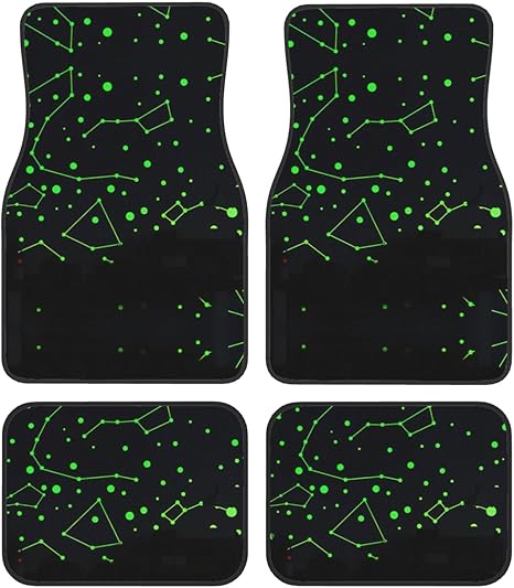 Glow in Dark Zodiac Star Waterproof Car Mats Full Set-4mm Thick Diving Material-Premium Car Accessories Cute Car Rug - Virgo Car Floor Mat for men