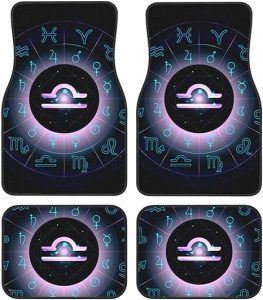 Funny Zodiac Signs Four-Piece Car Front and Rear Mats, Washable Crystal Velvet Universal Car Mats Suitable for Cars, SUV, Trucks, Sedans - Virgo Car Floor Mat for men