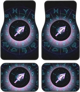 Funny Sagittarius Four-Piece Car Front and Rear Mats, Washable Crystal Velvet Universal Car Mats Suitable for Cars, SUV, Trucks, Sedans, Black - Virgo Car Floor Mat for men