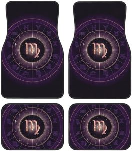 Funny Virgo Four-Piece Car Front and Rear Mats, Washable Crystal Velvet Universal Car Mats Suitable for Cars, SUV, Trucks, Sedans - Virgo Car Floor Mat for men