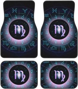 Funny Virgo Four-Piece Car Front and Rear Mats, Washable Crystal Velvet Universal Car Mats Suitable for Cars, SUV, Trucks, Sedans - Virgo Car Floor Mat for men