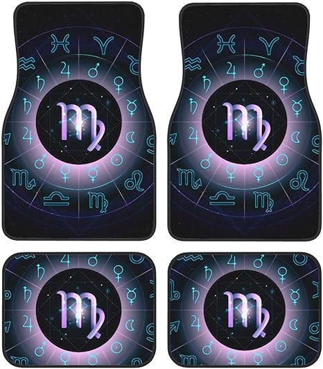 Funny Virgo Four-Piece Car Front and Rear Mats, Washable Crystal Velvet Universal Car Mats Suitable for Cars, SUV, Trucks, Sedans - Virgo Car Floor Mat for men