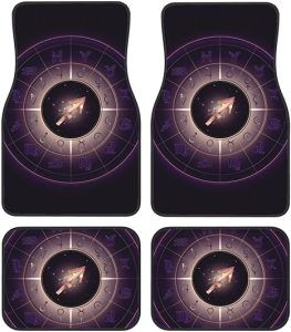 Funny Sagittarius Four-Piece Car Front and Rear Mats, Washable Crystal Velvet Universal Car Mats Suitable for Cars, SUV, Trucks, Sedans - Virgo Car Floor Mat for men