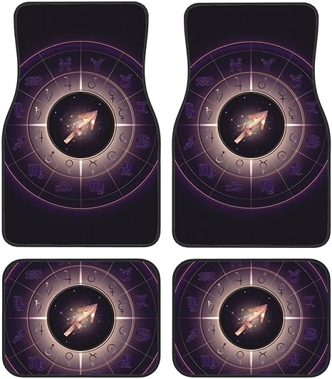 Funny Sagittarius Four-Piece Car Front and Rear Mats, Washable Crystal Velvet Universal Car Mats Suitable for Cars, SUV, Trucks, Sedans - Virgo Car Floor Mat for men