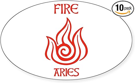 CafePress Fire Sign Symbol Astrology Aries Sticker Oval Car Bumper Sticker(10-Pack) - Aries Sticker for men