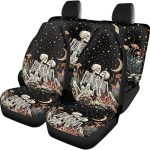 Skull Mushroom Print Car Seat Cover Full Set of 4, Moon Star Print Universal Front and Rear Bench Back Seat Cover for Cars Truck SUV, All Weather Protector, Auto Interior Accessories - Scorpio Car Seat Cover for men