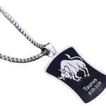 HIJONES Women Men's 12 Constellation Horoscope Square Tag Pendant Necklace Stainless Steel Birth Star Sign Personalized Pendant Chain Jewelry - Taurus Products for men