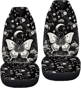 Black Butterfly Car Accessories Interior Decor Set of 2 Auto Seat Covers for Men Women Fits Most Cars, Truck or SUVs - Scorpio Car Seat Cover for men