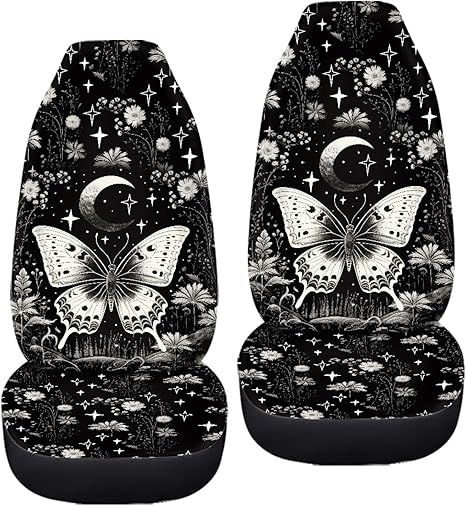 Black Butterfly Car Accessories Interior Decor Set of 2 Auto Seat Covers for Men Women Fits Most Cars, Truck or SUVs - Scorpio Car Seat Cover for men