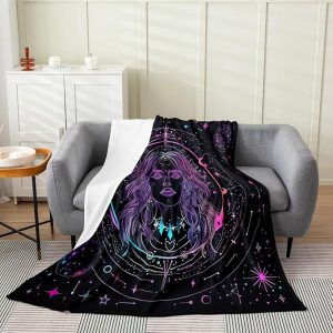 Virgo Print Fleece Blanket Throw 50x60 12 Constellations Blanket for Kids Bohemia Exotic Star Moon Flannel Blanket Bedroom Decor Beauty Women Bed Blanket Lightweight - Virgo Blanket for men