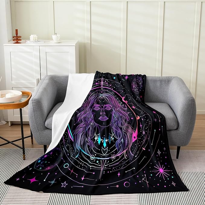 Virgo Print Fleece Blanket Throw 50x60 12 Constellations Blanket for Kids Bohemia Exotic Star Moon Flannel Blanket Bedroom Decor Beauty Women Bed Blanket Lightweight - Virgo Blanket for men