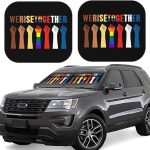 We Rise Together Equality Social Justice Car Windshield Sun Shade Foldable 2-Piece Car Sunshades Reflect Uv Sun and Heat - Aries Car Ornament for men