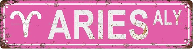 ARIES Star Sign Zodiac Sign Vintage Metal Tin Sign, Street Sign, Home Decor, Room Decor, Wall Decor, Bathroom Decor, Bar Decor, Cafe Decor, Garage Decor, 16 x 4 Inch - Aries for men