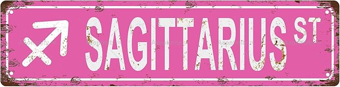 SAGITTARIUS Star Sign Zodiac Sign Vintage Metal Tin Sign, Street Sign, Home Decor, Room Decor, Wall Decor, Bathroom Decor, Bar Decor, Cafe Decor, Garage Decor, 16 x 4 Inch - Sagittarius Home Decor for men