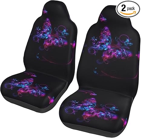 Purple Butterfly Car Seat Covers Front Seat Only Cloth Auto Seat Cover Boho Purple Butterfly Universal Fit, Automotive Seat Covers, Washable Car Seat Protector for SUV, Sedan, Van, Black - Aries Car Seat Cover for men