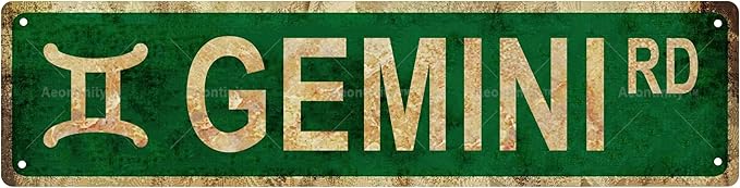 Gemini Zodiac Sign Metal Tin Sign, Rustic Astronomy Wall Decor, 3.94 x 15.75 Inches - Gemini Canvas for men