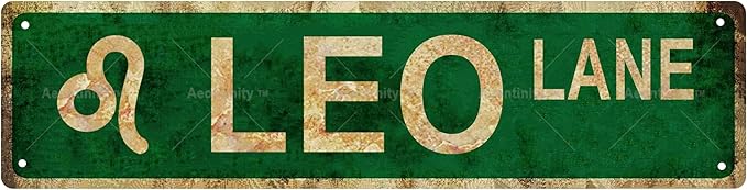 LEO Zodiac Sign Star Sign Vintage Metal Tin Sign, Street Sign, Home Decor, Room Decor, Wall Decor, Bathroom Decor, Bar Decor, Cafe Decor, Garage Decor, 16 x 4 Inch - Leo Canvas for men