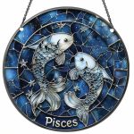 Pisces Ornaments Decor for Window Hanging, Pisces Gifts for Women Men, Zodiac Sign Home Wall Room Hanging Christmas Decorations, Flat 2D Acrylic Ornament - Pisces Car Accessories for men