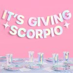 xo, Fetti It's Giving Scorpio Banner - Iridescent Foil Banner | 5 Ft. | Zodiac Birthday Sign, Horoscope Party Background, Astrology Bday Decorations - Scorpio Products for men
