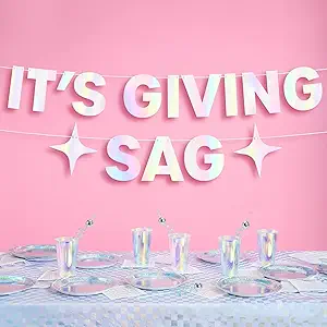 xo, Fetti It's Giving Sag Banner - Iridescent Foil Banner | 5 Ft. | Sagittarius Zodiac Birthday Sign, Horoscope Party Background, Astrology Bday Decorations - Sagittarius Home Decor for men