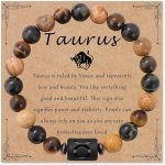 Zodiac Bracelet Gemstone beads bracelet for women Constellation Horoscope Chakra Relief Stress Stretch Bracelet Jewelry Gift - Taurus Products for men