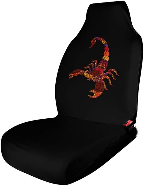 Red Scorpio Zodiac Sign Durable Car Seat Covers Personalized Front Car Seats Protector Truck Accessories Universal 1PCS - Scorpio Car Seat Cover for men
