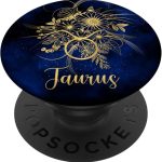 Taurus Constellation Zodiac Sign Floral Symbol Horoscope PopSockets Adhesive PopGrip - Taurus for men