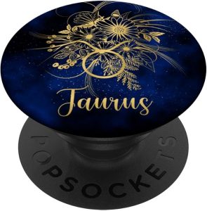 Taurus Constellation Zodiac Sign Floral Symbol Horoscope PopSockets Adhesive PopGrip - Taurus for men