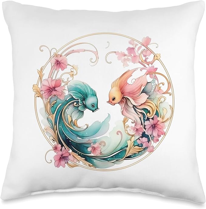 Stylish Zodiac Sign Pisces Watercolour Design Throw Pillow - Pisces Pillow for men