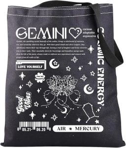JNIAP Zodiac Sign Gift 12 Constellation Birthday Gift for Astrology Lover Horoscope Tote Bag - Gemini Canvas for men