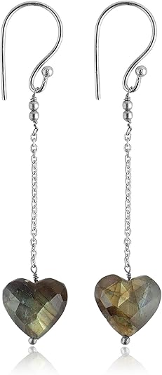 Natural Labradorite Faceted Heart Drop Earring for Women Healing Chakra Gemstone Drop Earring Healing Crystal Earring Jewelry - Aries Earrings for men