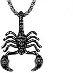 Dreuyet Scorpion Pendant Necklace for Men Women Large Titanium Steel Punk Hip Hop Scorpion Necklace Scorpio Zodiac Constellation Charm Pendant Jewelry Gift - Scorpio Accessories for men