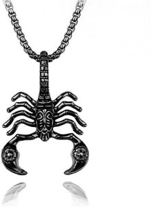 Dreuyet Scorpion Pendant Necklace for Men Women Large Titanium Steel Punk Hip Hop Scorpion Necklace Scorpio Zodiac Constellation Charm Pendant Jewelry Gift - Scorpio Accessories for men