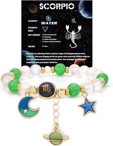 Zodiac Bracelet for Men Women, Natural Stone Star Sign Constellation Horoscope Bracelet Gifts - Scorpio Products for men