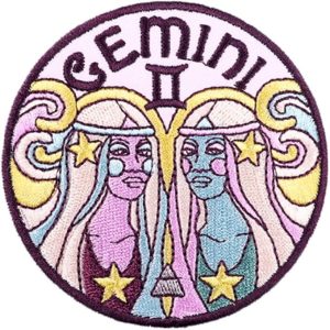 Uijokdef 1 PCS Gemini Embroidered Patch Iron On or Sew On Embroidered Constellation Patch (3.15 inch) - Gemini Canvas for men
